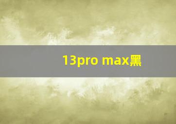 13pro max黑